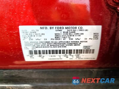 Zdjęcie 13 z 13 samochodu: 2020 FORD EXPLORER XLT VIN:1FMSK8DH1LGC26346 - miniatura