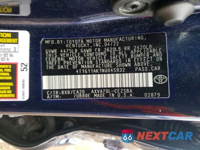 Zdjęcie 12 z 12 samochodu: 2022 TOYOTA CAMRY SE VIN:4T1G11AK1NU045932 - miniatura