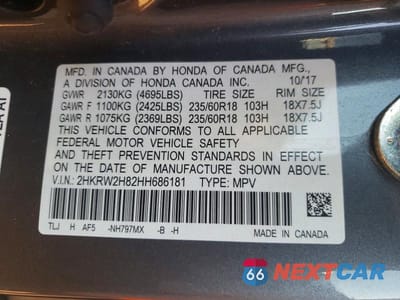 Zdjęcie 14 z 14 samochodu: 2017 HONDA CR-V EXL VIN:2HKRW2H82HH686181 - miniatura