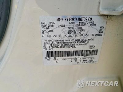 Zdjęcie 12 z 12 samochodu: 2007 FORD EDGE VIN:2FMDK49C27BB37929 - miniatura