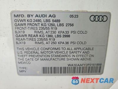 Zdjęcie 13 z 13 samochodu: 2023 AUDI Q5 PREMIUM PLUS 45 VIN:WA1EAAFY2P2151856 - miniatura