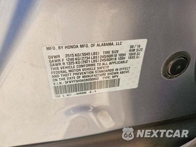 Zdjęcie 13 z 13 samochodu: 2016 HONDA PILOT EXL VIN:5FNYF5H54GB050863 - miniatura