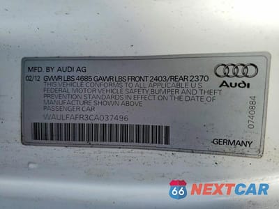 Zdjęcie 12 z 12 samochodu: 2012 AUDI A5 PREMIUM PLUS VIN:WAULFAFR3CA037496 - miniatura