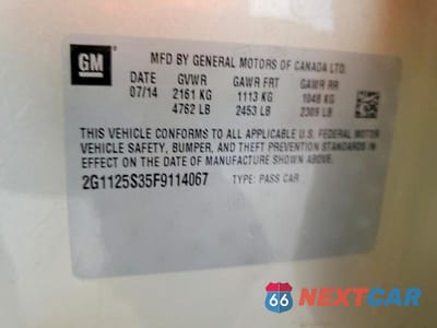 Zdjęcie 12 z 12 samochodu: 2015 CHEVROLET IMPALA LT VIN:2G1125S35F9114067 - miniatura