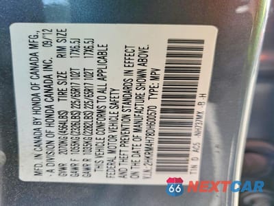 Zdjęcie 13 z 13 samochodu: 2013 HONDA CR-V EXL VIN:2HKRM4H78DH600570 - miniatura