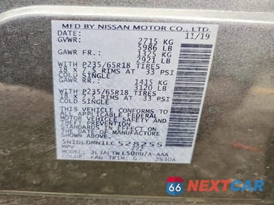 Zdjęcie 12 z 12 samochodu: 2020 INFINITI QX60 LUXE VIN:5N1DL0MN1LC528255 - miniatura