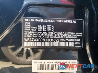 Zdjęcie 12 z 12 samochodu: 2020 BMW 745XE VIN:WBA7W4C05LCD34592 - miniatura