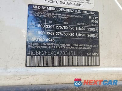 Zdjęcie 14 z 14 samochodu: 2012 MERCEDES-BENZ GL 350 BLUETEC VIN:4JGBF2FEXCA783151 - miniatura
