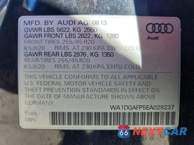 Zdjęcie 13 z 13 samochodu: 2014 AUDI Q5 PREMIUM PLUS VIN:WA1DGAFP5EA029237 - miniatura