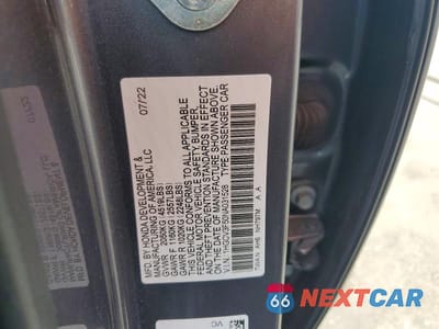 Zdjęcie 12 z 12 samochodu: 2022 HONDA ACCORD HYBRID EXL VIN:1HGCV3F50NA031528 - miniatura