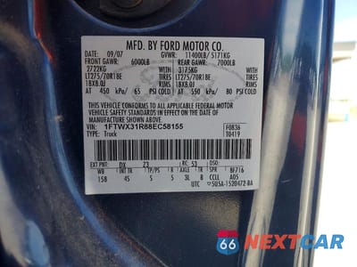 Zdjęcie 13 z 13 samochodu: 2008 FORD F350 SRW SUPER DUTY VIN:1FTWX31R88EC58155 - miniatura