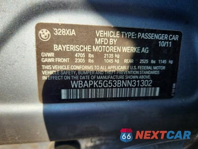 Zdjęcie 13 z 13 samochodu: 2011 BMW 328 XI SULEV VIN:WBAPK5G53BNN31302 - miniatura