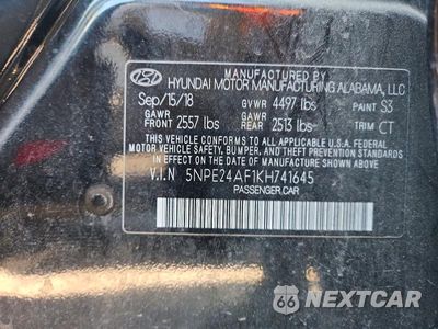 Zdjęcie 12 z 12 samochodu: 2019 HYUNDAI SONATA SE VIN:5NPE24AF1KH741645 - miniatura