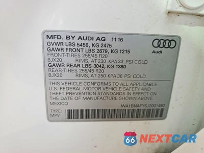 Zdjęcie 13 z 13 samochodu: 2018 AUDI Q5 VIN:WA1BNAFY5J2001450 - miniatura