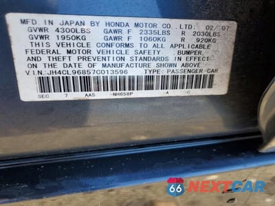 Zdjęcie 12 z 12 samochodu: 2007 ACURA TSX TECH VIN:JH4CL96857C013596 - miniatura
