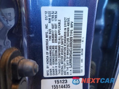 Zdjęcie 13 z 13 samochodu: 2012 HONDA CR-V EX VIN:5J6RM3H54CL009309 - miniatura
