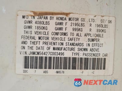 Zdjęcie 12 z 12 samochodu: 2007 HONDA ACCORD LX VIN:JHMCM56427C003496 - miniatura