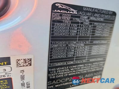 Zdjęcie 13 z 13 samochodu: 2020 JAGUAR F-PACE CHECKERED FLAG VIN:SADCP2FX5LA651071 - miniatura