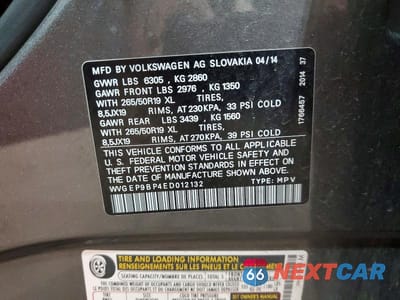 Zdjęcie 13 z 13 samochodu: 2014 VOLKSWAGEN TOUAREG V6 TDI VIN:WVGEP9BP4ED012132 - miniatura