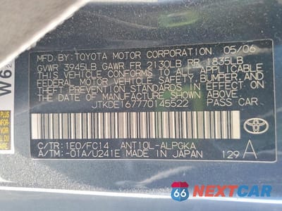 Zdjęcie 12 z 12 samochodu: 2007 TOYOTA SCION VIN:JTKDE167770145522 - miniatura