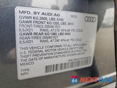 Zdjęcie 13 z 13 samochodu: 2023 AUDI SQ5 SPORTBACK PRESTIGE VIN:WA134AFY4P2036223 - miniatura