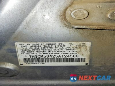 Zdjęcie 12 z 12 samochodu: 2005 HONDA ACCORD LX VIN:1HGCM56425A124508 - miniatura