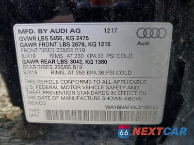 Zdjęcie 13 z 13 samochodu: 2018 AUDI Q5 PREMIUM PLUS VIN:WA1BNAFY5J2109762 - miniatura