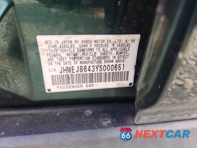 Zdjęcie 12 z 12 samochodu: 2000 HONDA CIVIC EX VIN:JHMEJ8643YS000651 - miniatura