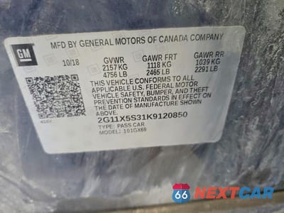 Zdjęcie 12 z 12 samochodu: 2019 CHEVROLET IMPALA LS VIN:2G11X5S31K9120850 - miniatura