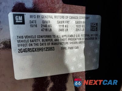 Zdjęcie 12 z 12 samochodu: 2017 BUICK REGAL PREMIUM VIN:2G4GR5GX8H9125863 - miniatura