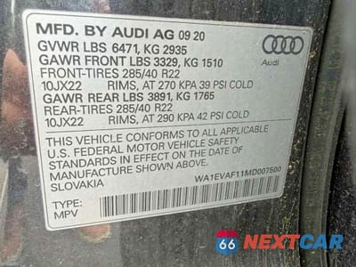Zdjęcie 13 z 13 samochodu: 2021 AUDI Q8 PREMIUM PLUS S-LINE VIN:WA1EVAF11MD007500 - miniatura