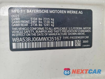 Zdjęcie 12 z 12 samochodu: 2021 BMW 540 I VIN:WBA53BJ06MWX35167 - miniatura