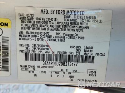 Zdjęcie 12 z 12 samochodu: 2013 FORD FUSION SE HYBRID VIN:3FA6P0LU2DR315477 - miniatura