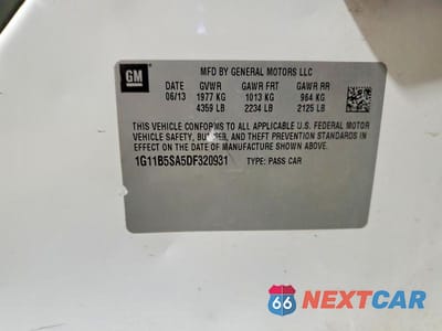 Zdjęcie 12 z 12 samochodu: 2013 CHEVROLET MALIBU LS VIN:1G11B5SA5DF320931 - miniatura