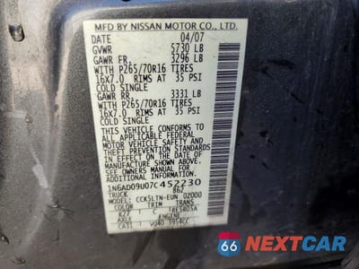 Zdjęcie 12 z 12 samochodu: 2007 NISSAN FRONTIER SE VIN:1N6AD09U07C452230 - miniatura