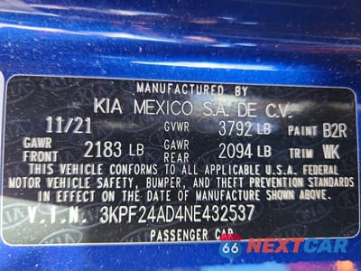 Zdjęcie 13 z 13 samochodu: 2022 KIA FORTE LXS VIN:3KPF24AD4NE432537 - miniatura