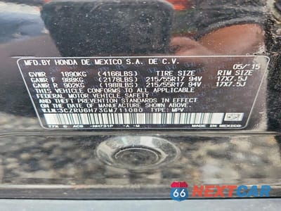 Zdjęcie 13 z 13 samochodu: 2016 HONDA HR-V EXL VIN:3CZRU6H73GM711080 - miniatura