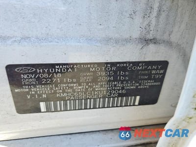 Zdjęcie 12 z 12 samochodu: 2019 HYUNDAI IONIQ BLUE VIN:KMHC65LC1KU129046 - miniatura