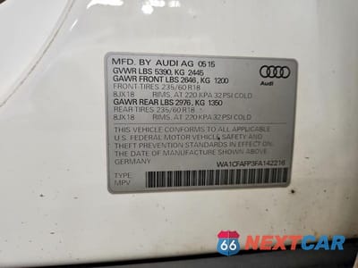 Zdjęcie 13 z 13 samochodu: 2015 AUDI Q5 PREMIUM VIN:WA1CFAFP3FA142216 - miniatura