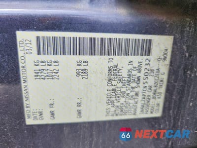 Zdjęcie 12 z 12 samochodu: 2012 NISSAN ALTIMA 2.5 VIN:1N4AL2AP7CN550232 - miniatura