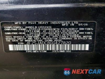 Zdjęcie 12 z 12 samochodu: 2016 SUBARU FORESTER 2.5I PREMIUM VIN:JF2SJADC8GG427820 - miniatura