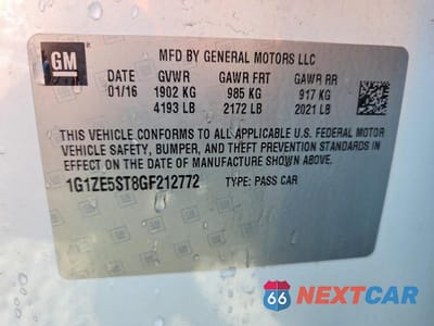 Zdjęcie 12 z 12 samochodu: 2016 CHEVROLET MALIBU LT VIN:1G1ZE5ST8GF212772 - miniatura