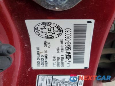 Zdjęcie 12 z 12 samochodu: 2006 HONDA CIVIC EX VIN:2HGFA15876H030050 - miniatura