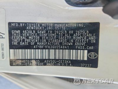 Zdjęcie 13 z 13 samochodu: 2016 TOYOTA CAMRY SE VIN:4T1BF1FK3GU254841 - miniatura