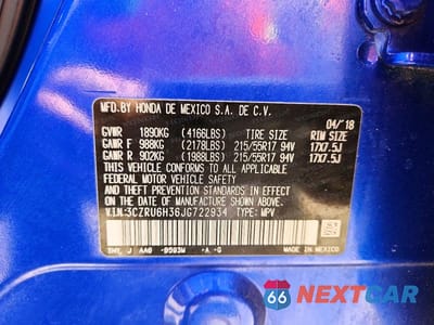 Zdjęcie 13 z 13 samochodu: 2018 HONDA HR-V LX VIN:3CZRU6H36JG722934 - miniatura