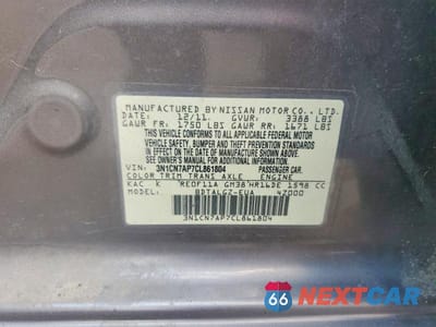Zdjęcie 12 z 12 samochodu: 2012 NISSAN VERSA 1.6 S VIN:3N1CN7AP7CL861804 - miniatura