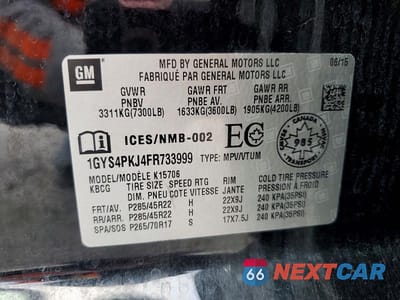 Zdjęcie 13 z 13 samochodu: 2015 CADILLAC ESCALADE PLATINUM VIN:1GYS4PKJ4FR733999 - miniatura