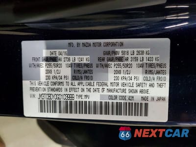 Zdjęcie 13 z 13 samochodu: 2016 MAZDA CX-9 GRAND TOURING VIN:JM3TCBDY0G0103999 - miniatura