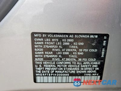 Zdjęcie 13 z 13 samochodu: 2017 VOLKSWAGEN TOUAREG WOLFSBURG VIN:WVGRF7BP1HD000646 - miniatura