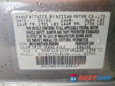 Zdjęcie 12 z 12 samochodu: 2025 NISSAN VERSA SV VIN:3N1CN8EV4SL858369 - miniatura